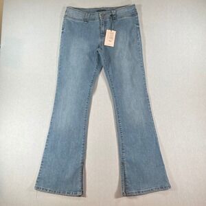 NEW Sincerely Jules Split Hem Flare Jeans Size 9/29 Stretch Light Wash NWT
